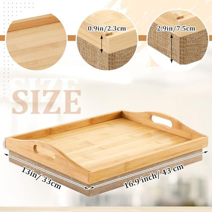 Tioncy 1 Piece Bamboo Lap Tray with Detachable Pillow 16.9'' x 13'' Lap TV Trays Desk with Handles for Adults Eating in Recliner Breakfast Housewarming Gift (Natural Color,Flaxen) - color: Natural Color, Flaxen