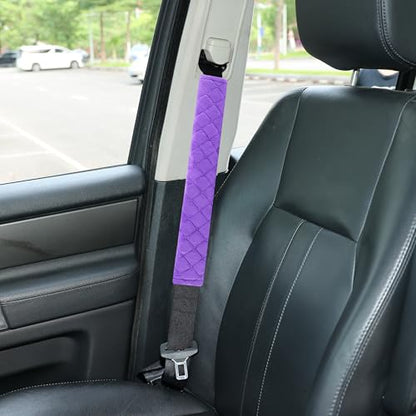 Amooca Soft Automotive Seat Belt Cover Seatbelt Shoulder Pad Neck Protector Cushions Universal Fit SUV Trucks Backpack Violet Extra Long 15.7in - color: Purple, size: 15.7in-1pc