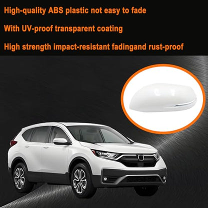Left Driver Side Replacement Mirror Cover Compatible with 2017-2022 Honda CR-V CRV,2016-2022 Honda HRV HR-V Exterior Door Side Rearview Mirror Cap Cover With Turn Signal Light Pearl （White） - size: Left White