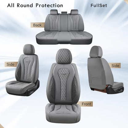 Coverado Seat Covers, Car Seat Covers Full Set, Gray Car Seat Cover, Car Seat Cushion Waterproof, Car Seat Covers Front Seats Back Seat Covers, 8839 Car Seat Protector Universal Fit Most Cars - color: Gray-N, size: FullSet