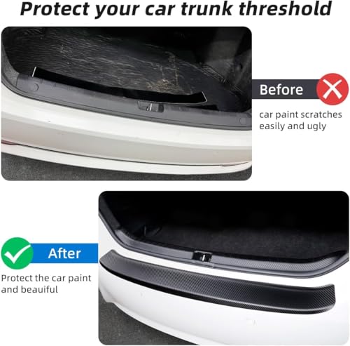 Anti-Scratch Rear Trunk Door Sill Protector for Honda Pilot 2016-2025 2026, Carbon Fiber Trunk Door Sill Protection Strip Sticker, Rear Bumper Guard Protector (90 * 7cm)