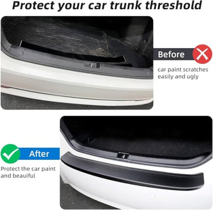 Anti-Scratch Rear Trunk Door Sill Protector for Honda Pilot 2016-2025 2026, Carbon Fiber Trunk Door Sill Protection Strip Sticker, Rear Bumper Guard Protector (90 * 7cm)