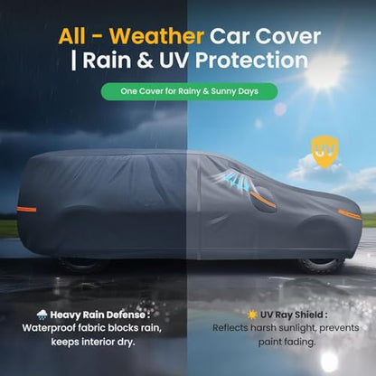 Large SUV Car Cover for Ford Expedition 100% Waterproof All Weather, Heavy Duty Outdoor Full Exterior Covers Rain Sun Wind UV Hail Protection.