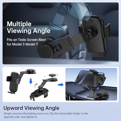 SYNCWIRE Car Phone Holder for Universal Dashboard [Super Stable] Car Phone Mount Foldable Aluminum Alloy Arm for iPhone 17 16 15 14 13 12 Series & All Phones