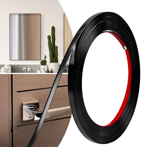 0.25in × 20Ft Peel and Stick Wall Molding Trim - Flexible Self Adhesive Molding Trim for Walls, Edges, Borders, Window Frames, Backsplash Tiles - Matte Black Waterproof Trim - color: Matt Black, size: 1/4in-20Ft