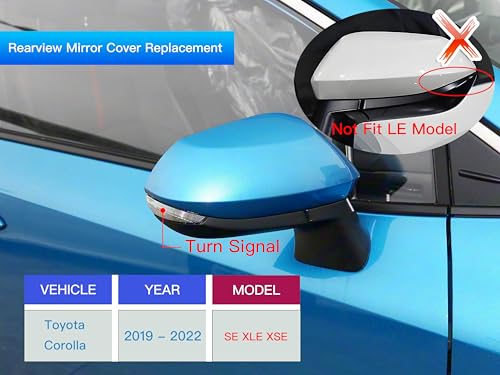 Left Driver Side Direct Replacement Mirror Cover Cap Compatible with Toyota Corolla 2019-2022 Blue - size: Left Driver Side