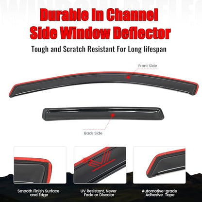 IKON MOTORSPORTS in Channel Window Visors Compatible with 2013-2019 Ford Escape, Slim Style Acrylic Smoke Rain Guards, Side Window Wind Deflectors 4PCS