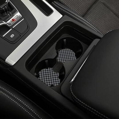 Checkered Gray Steering Wheel Cover 14.5-15.5 Inch - Elastic Anti-Slip Breathable Universal Fit for Car Truck SUV + 2 Car Coasters for Women Men - color: Checkered Gray