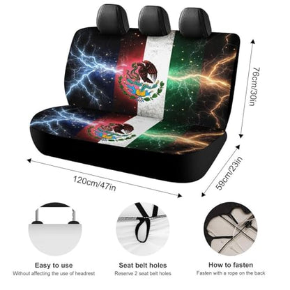 Breathable Comfortable Back Seat Covers Compatible with 90% Vehicles Car Accessories for All Seasons, Non Fade Cool Lightnings Eagle Mexico Flag Seat Cushion Pad Mat Covers - color: Pattern 136