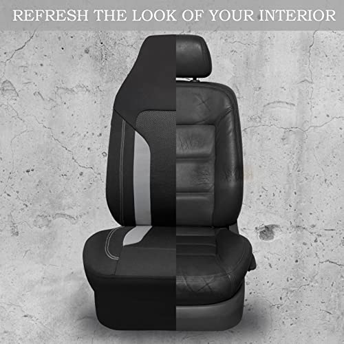 CAR PASS Bucket Gray Car Seat Cover Front Seats, 3D Air Mesh-100% Breathable Sporty Fabric High Back Airbag Compatible, Universal Fit Automotive SUV Truck Sedan Vans, Two Front 2 Piece Black Gray - color: Black Gray, size: Two Front Seats