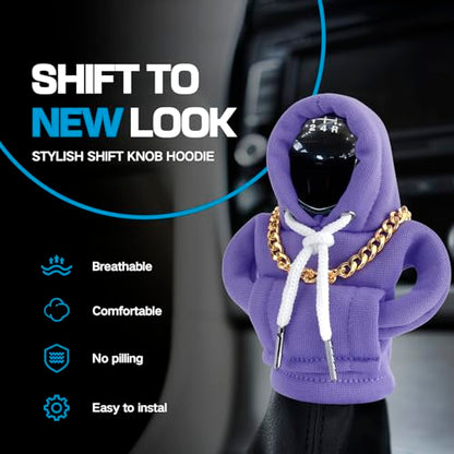 Funny Gear Shift Hoodie Cover, Car Shifter Knob Sweatshirt, Universal Stick Shift Cover for Car Gear Handle - color: Purple