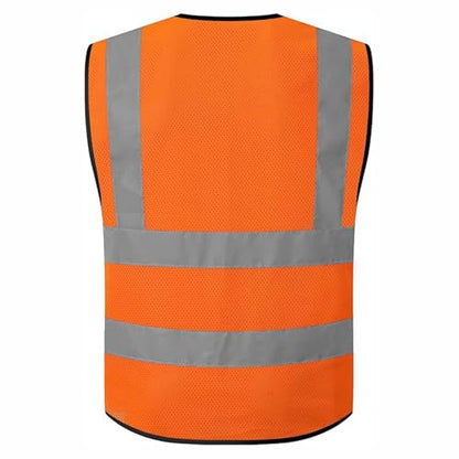caparazon Unisex High-Visibility Reflective Safety Vest with Zippered Pockets - ANSI/ISEA Certified for Enhanced Work Safety - color: Orange