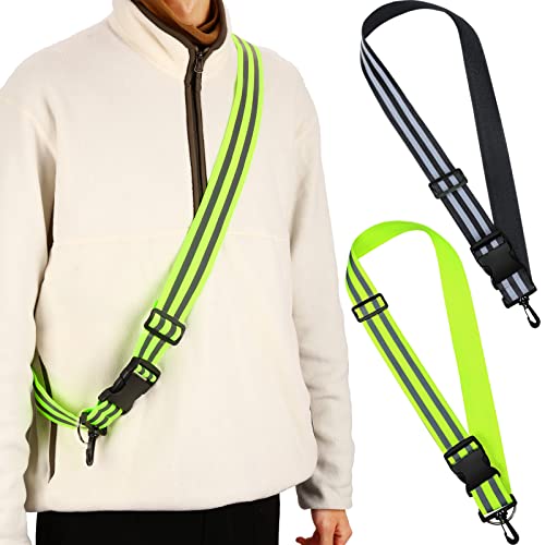 Saintrygo Reflective Sash for Walking at Night Running Gear Safety Reflective High Visibility Jacket Adjustable Sash for Walking Cycling at Night - color: Fluorescent Green, Black