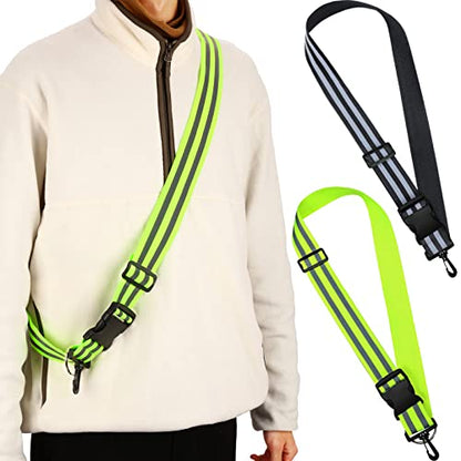 Saintrygo Reflective Sash for Walking at Night Running Gear Safety Reflective High Visibility Jacket Adjustable Sash for Walking Cycling at Night - color: Fluorescent Green, Black