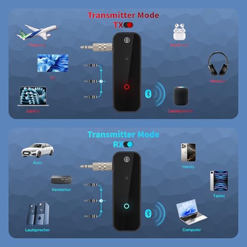 Aux Bluetooth Adapter Portable 3.5mm Blue-tooth Aux Adapter for Car 2 in 1 Wireless Bluetooth Receiver for Car/Home/TV Audio/Speakers/Headphones/Stereo System,Hands-Free Call 33FT Widely Working Range