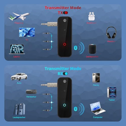 Aux Bluetooth Adapter Portable 3.5mm Blue-tooth Aux Adapter for Car 2 in 1 Wireless Bluetooth Receiver for Car/Home/TV Audio/Speakers/Headphones/Stereo System,Hands-Free Call 33FT Widely Working Range