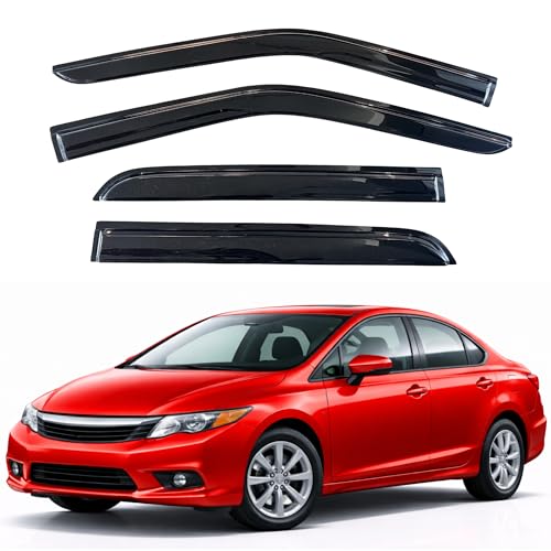 KPY Rain Guards Fit for 2006-2011 Honda Civic, Out-Channel Window Visors Vent Wind Deflectors 4PC, Car Accessories for 06-11 Civic (Sedan Only) - size: 2006-2011 Civic
