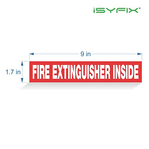iSYFIX Fire Extinguisher Inside Sticker Sign – 10 Pack 9x1.7 Inch – Self-Adhesive Reflective Vinyl Decals, Laminated UV, Weather, Scratch, Fade Resistance, for Cars, Trucks, Trailers & Vehicles - color: Red Reflective, size: 9x1.7 (10 Pack)