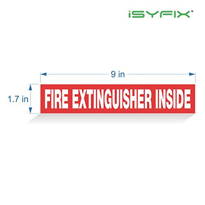 iSYFIX Fire Extinguisher Inside Sticker Sign – 10 Pack 9x1.7 Inch – Self-Adhesive Reflective Vinyl Decals, Laminated UV, Weather, Scratch, Fade Resistance, for Cars, Trucks, Trailers & Vehicles - color: Red Reflective, size: 9x1.7 (10 Pack)