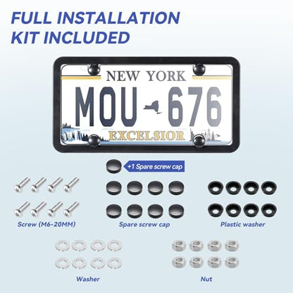 Clear License Plate Cover & Frames, 2PCS License Plate Protector Rust-Proof Auto Licenses Plates Holder with Screws & Caps, Universal Vehicle License Protector (transprent) - color: transprent