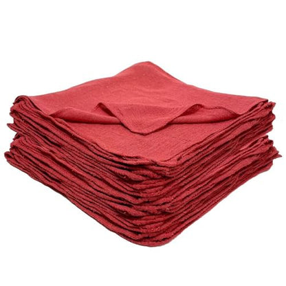 White & Red Shop Towels – Reusable Cotton Rags, Lint-Free & Heavy – Duty Cleaning Towels for Garage, Auto & Industrial Use (100, Red) - color: Red