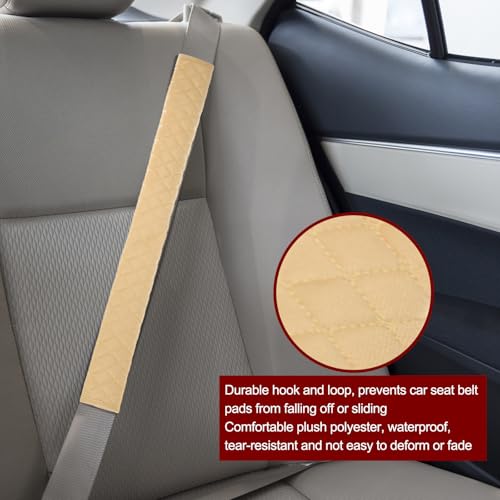 HARFINGTON 2pcs Shoulder Strap Cushions 13 Inch Car Seat Belt Pads Cover Auto Seatbelt Strap Shoulder Pad Automotive Seat Belt Cushion Pad for Auto SUV Truck, Beige - color: Beige, size: 13 Inch