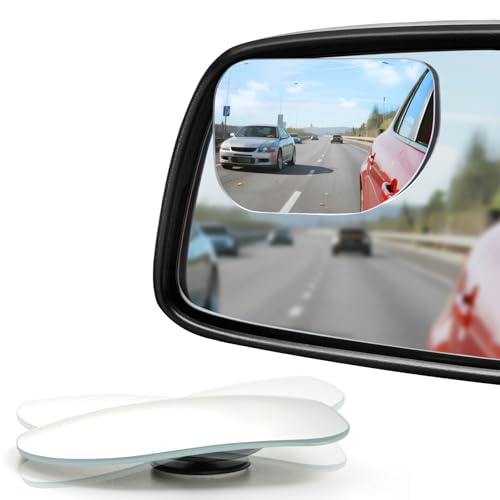 LivTee XLarge Blind Spot Mirror, Rounded Rectangle HD Glass Frameless Convex Rear View Mirrors Exterior Accessories with Wide Angle Adjustable Stick for Car SUV and Trucks, Pack of 2 - color: Rounded Rectangle, size: Adhesive Mount