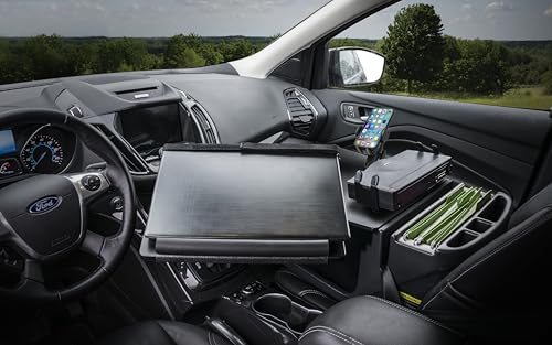 AutoExec Reach Car Desk for Your Vehicle Workstation and Mobile Office, Front Seat, Black with 400 watt Power Inverter, Printer Stand and Phone Mount - color: Black, style: 400 watt Power Inverter, Printer Stand and Phone Mount