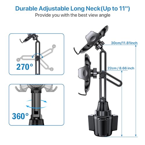 Miracase 2025 Upgraded Universal Cup Phone Holder for Car, [Rotatable & Adjustable] Long Neck Car Cup Holder Phone Mount Compatible with iPhone, Samsung, Google & More Smartphones - style: Upgraded Long Neck