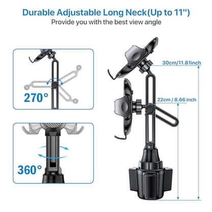 Miracase 2025 Upgraded Universal Cup Phone Holder for Car, [Rotatable & Adjustable] Long Neck Car Cup Holder Phone Mount Compatible with iPhone, Samsung, Google & More Smartphones - style: Classic Single Neck