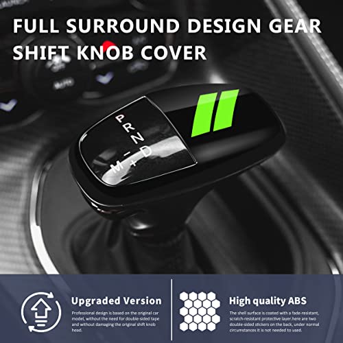 auovo Gear Shift Knob Trim Compatible with Dodge Charger Accessories 2015-2023 Challenger 2015-2024 / Durango 2016-2026(Black-Green) - color: Black-Green