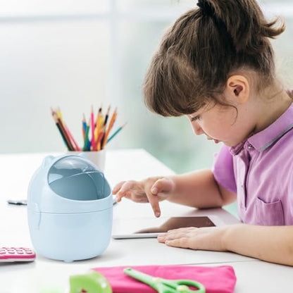 3 Pack Cute Mini Trash Can, Small Desk Trash Can with Lids, Countertop Tiny Garbage Cans with 180 Trash Bags and 3Pcs Stickers, Kawaii Plastic Waste Bin for Bathrooms Kitchen Office - color: Style 2, 3Pcs