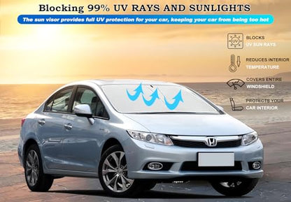 Windshield Sun Shade for Honda Civic 2012 2013 2014 2015, Front Window Shade Sun Visor Protector Honda Civic Accessories Foldable Sunshade Blocks UV Rays Keeps Your Car Cooler - size: for Civic 2012-2015