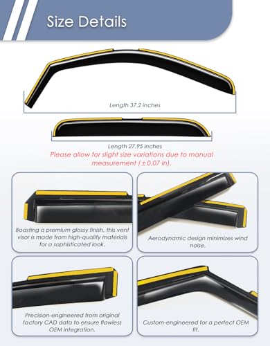in-Channel Window Rain Guard for Chevrolet Chevy Silverado/GMC Sierra 2007-2013 Crew Cab Rain Guards Side Window Visors Low Profile Vent Visor Window Deflectors Vent Shades Truck Accessories - size: 2007-2013 Silverado/ Sierra Crew Cab