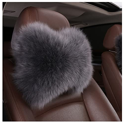 Car Seat Neck Rest Pillow Warm Winter Wool Headrest Head Support Car Decor Accessories (Grey) - color: Grey