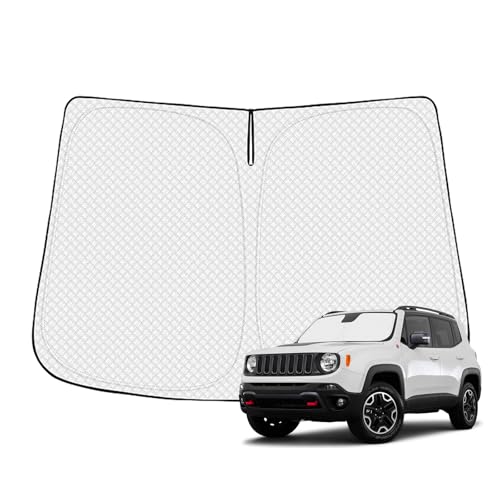 Canvcle Windshield Sun Shade for 2015-2025 Jeep Renegade Accessories Thicken 6-Layer Front Window Sunshade Cover Sun Visor Protector Foldable Block UV Rays Keep Vehicle Cool - size: 1pcs Jeep Renegade 2015-present