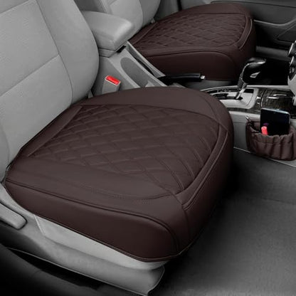 2 Pack Leather Front Car Seat Cover Bottom Car Seat, Anti-Slip and Full Wrap Driver Seat Protectors with Storage Pocket, Luxury Waterproof Bottom Auto Seat Cushion Pad Mat for Most Vehicles(Coffee) - color: coffee-2pcs