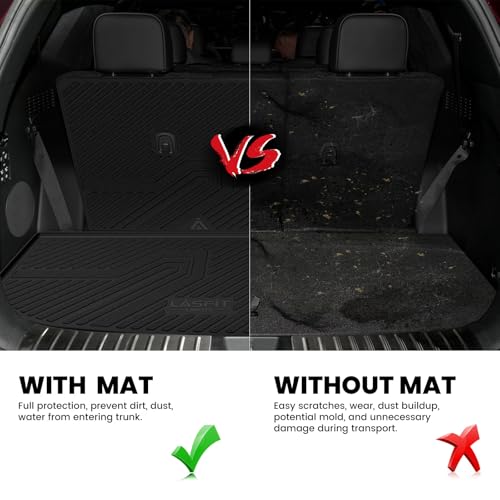 LASFIT Cargo Trunk Mat & Backrest Mats for Hyundai Palisade 2025 2024 2023 2022 2021 2020 All Weather TPE Custom Fit Car Trunk Mats Cargo Liner & Seatback Mats Accessoires, Black - size: 2)For Hyundai Palisade | 2020-2025 | Cargo