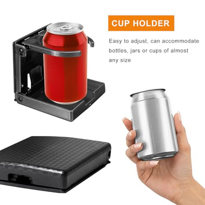 2PCS Boat Cup Holder, Car Folding Drink Holders Wall Mounted Bottle Bracket with Adjustable Arms, Universal Space-Saving Cup Holders with Screws for Trucks RVs Boats Campers