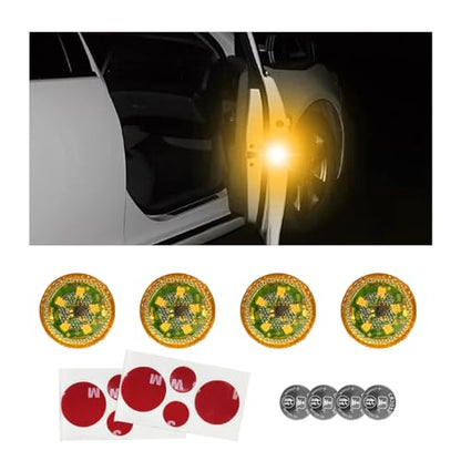 Dickno 4 PCS Wireless Car Door LED Warning Lights, 5 LED Roadside Auto Flashing Safety Signal for Anti Rear End Collision, Universal Strobe Light for Car SUV Truck (Yellow) - color: Yellow