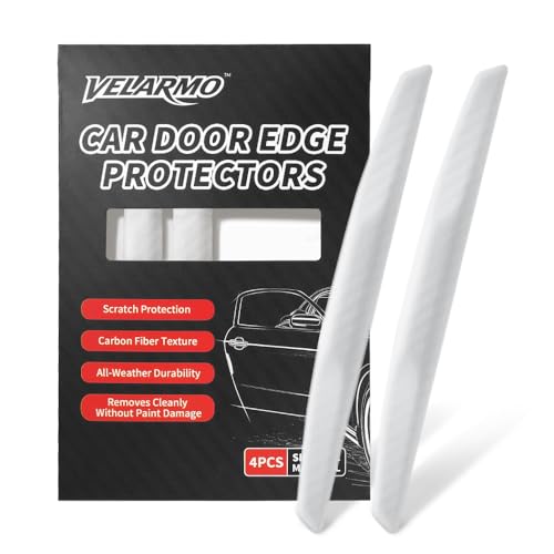 4PCS Car Door Edge Guards Universal 3D Carbon Fiber Texture Anti-Collision Scratch Protector Strips Flexible Silicone Trim with Nano Adhesive for Sedan SUV Truck White - color: White