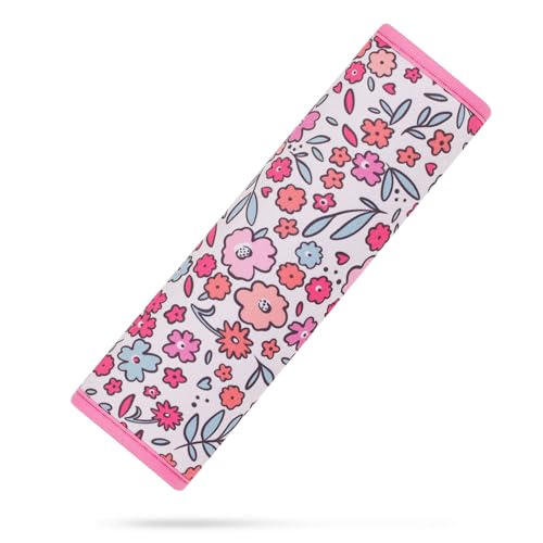YR Seat Belt Cover for Kids, Soft Comfort Seat Belt Cushion for Children, Cute Cartoon Pattern Car Seat Belt Pads Cover for Girls and Boys, 1 Pack (Pink Floral) - color: Pink Floral
