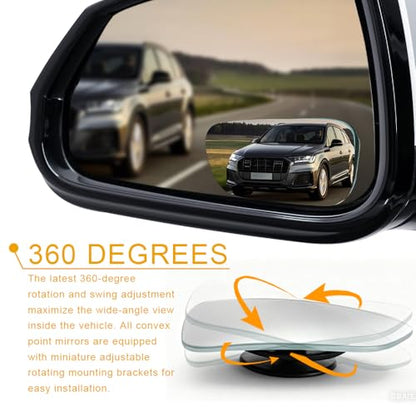 2PCS Blind Spot Mirror, Side Mirror Blindspot, Adjustable Wide Angle Convex Side Rearview Mirrors, Car Exterior Accessories HD Glass Frameless Convex Rearview Universal for Sedan SUV Truck