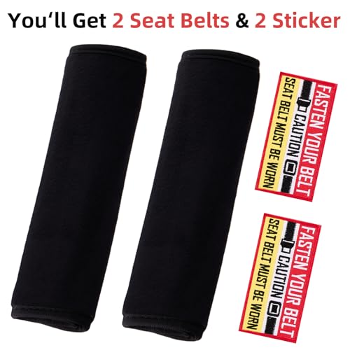 2 Pack Soft Seat Belt Cover Pad with Embroidered Fabric Sticker - Comfortable Seatbelt Covers for All Cars and All Ages - Seat Belt Extender Shoulder Pad - Seatbelt Cushion for Backpack - size: Fasten