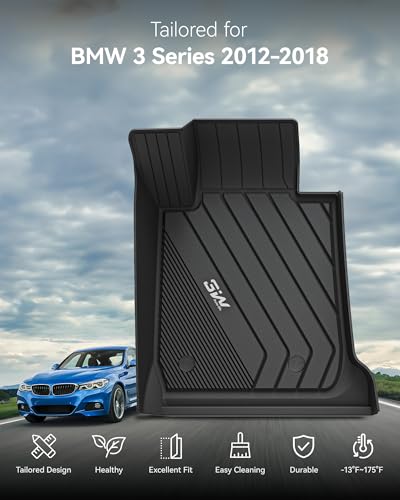 3W Floor Mats Fit for 2012-2018 BMW F30 3 Series 320i 328d 328i 330e 330i 335i 340i RWD & Sedan, TPE All Weather Custom Fit Floor Liner for 3 Series Full Set Car Mats (NOT for 335is & GT & X-Drive) - style: 5) 3 Series 2013-2018 | Floor Mats