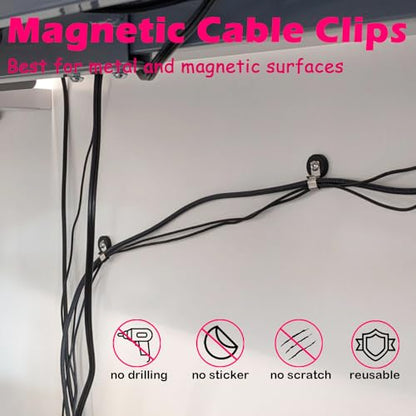 Heavy Duty Magnetic Cable Clips, Anti-Scratch Magnetic Cord Organizers, Anti-Slip Cable Clips Strong Magnet Cord Holder, Wire Holders for RV, Car, Garage, Office, Patio, Shelves 8 PCS - size: 22mm-4single+4doubble
