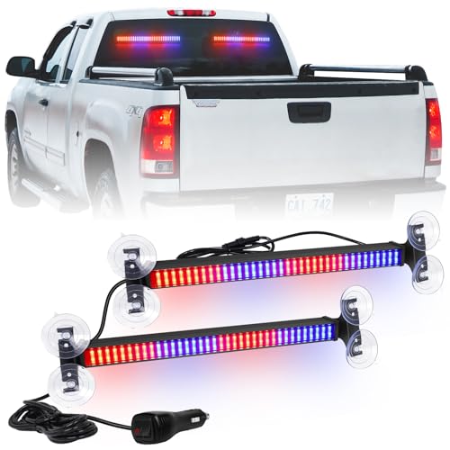 XRIDONSEN 2 in 1 Red Blue Traffic Advisor Police Light Bar 144 LED Interior Front Windshield Dash Rear Window Police Lights Emergency Strobe Warning Hazard Safety for Vehicles Trucks (2x17.7 inch) - color: Red/Blue