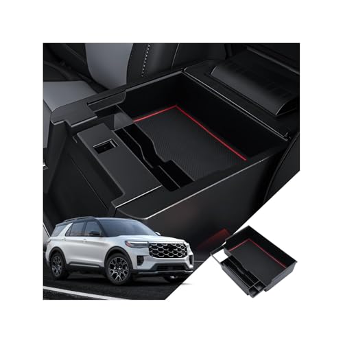 for Ford Explorer Center Console Organizer Ford Explorer 2024 2020-2023 Accessories Armrest Tray Middle Storage Box Insert Container Durable ABS Plastic - size: for 2020-2026 Ford Explorer