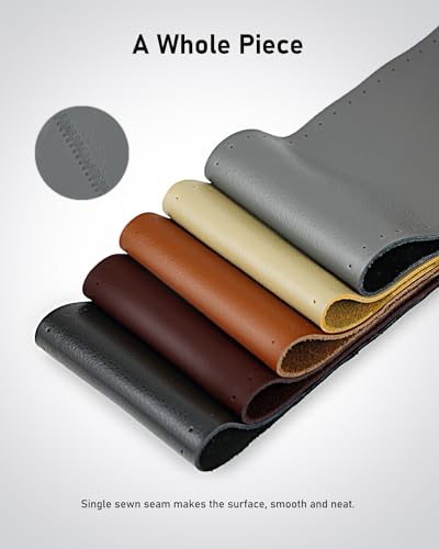 BELINOUS Leather Steering Wheel Cover Lace Up, Stitch on Steering Wheel Wrap, Universal Fit 13-20 Inch Car Truck Pickup Boat, A Whole Piece of Cowhide, DIY w/Needle Thread (Size XL0, Gray) - color: Gray, size: Xl0