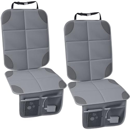 Aurelema 2 Pcs Car Seat Protector with Non-Slip Backing and Mesh Pockets 600d Fabric Child Car Seat Covers Waterproof, Durable for Baby and Pet, Sedan SUV Truck (Gray) - color: Gray